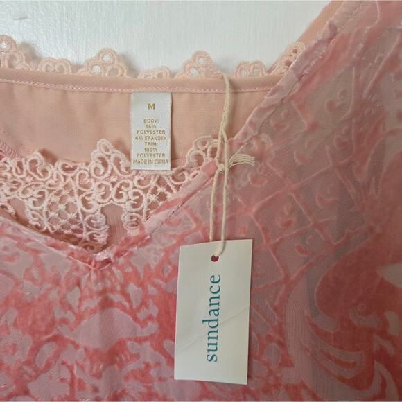 Sundance Velvet Dress With Print M Salmon Pink Coral NWT - Picture 2 of 4